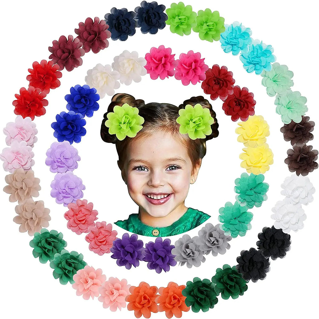 20pcs Flower Hair Ties 2inch Chiffon Elastic Band Ponytail Holders Hair Accessories for Baby Girls Infants Kids