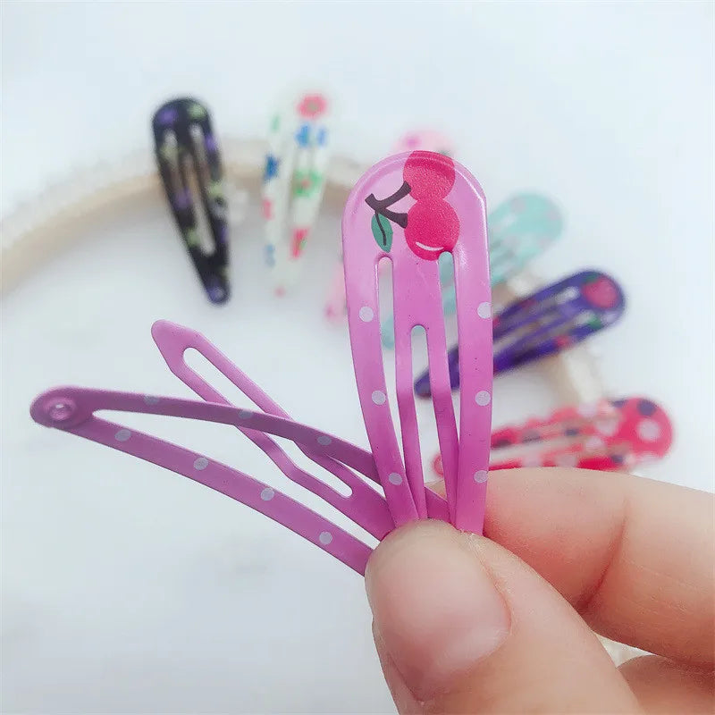 Kids Headwear 20Pcs/Lot Cartoon Hairpin Cute Animal Water Dripping Flower Hair Clip Star Striped Barrette Girls Hair Accessories
