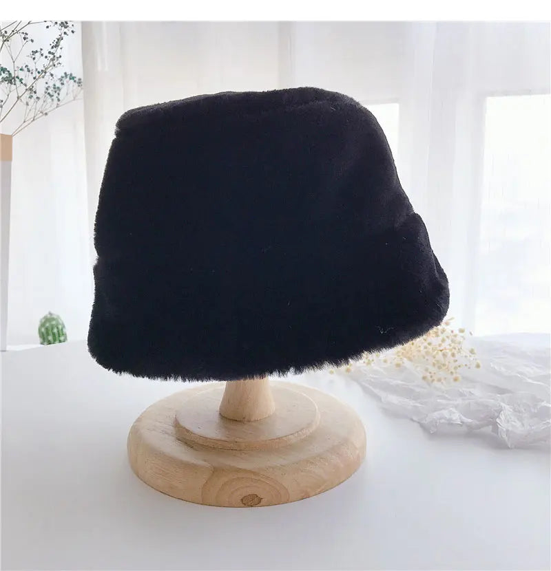 Winter Hat for Kids Faux Fur Bucket Hat for Girls Boys Cap Children Warm Baby Hat Kids Accessories 2-5Y