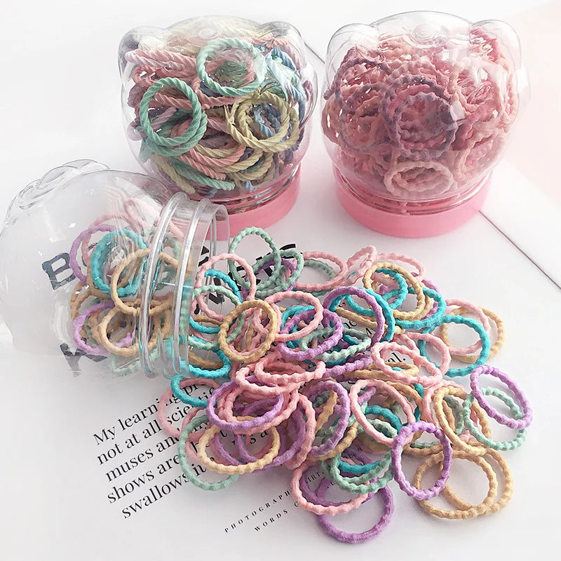 50/100 Pcs/Box New Children Cute Colors Soft Elastic Hair Bands Baby Girls Lovely Scrunchies Rubber Bands Kids Hair Accessories