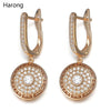 Luxury Copper Round Rhinestone Crystal Drop Earring Noble Ladies Wedding Party Jewelry Accessories High Quality Earring