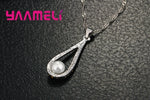 Load image into Gallery viewer, Pure 925 Sterling Silver Shiny CZ Crystal Water Drop Pearl Necklaces Pendant Chain Earrings Woman Fine Wedding Jewelry Set Gift
