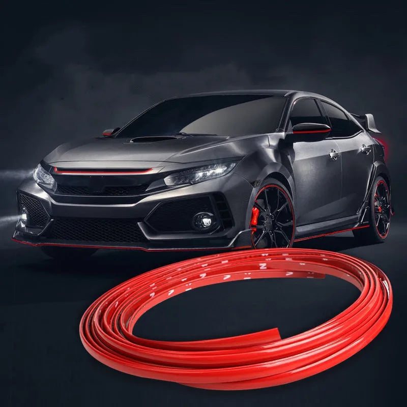 3M /5M DIY Car Bumper Self-adhesive red Decorative Strip Thickened PVC Material To Prevent Body Scratches Decorate Car Accessory