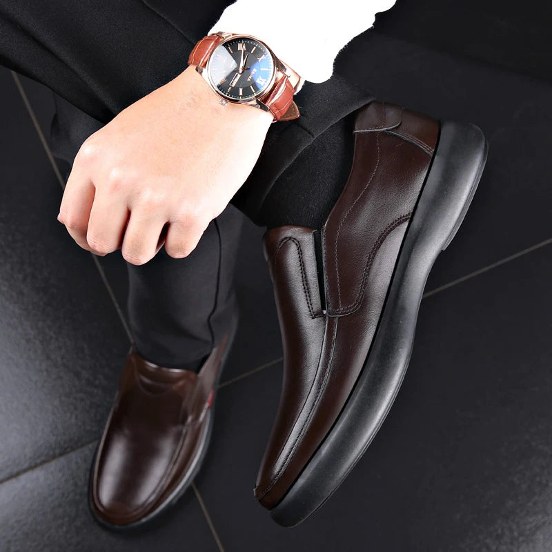 2024 Men's Genuine Leather+Microfiber Leathe shoes 38-47 Soft Anti-slip Rubber Loafers Man Casual Leather Shoes