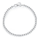 Load image into Gallery viewer, 100% 925 Solid Real Sterling Silver Fashion 4mm Beads Chain Bracelet for Women 20cm For Teen Girls Lady Gift Women Fine Jewelry
