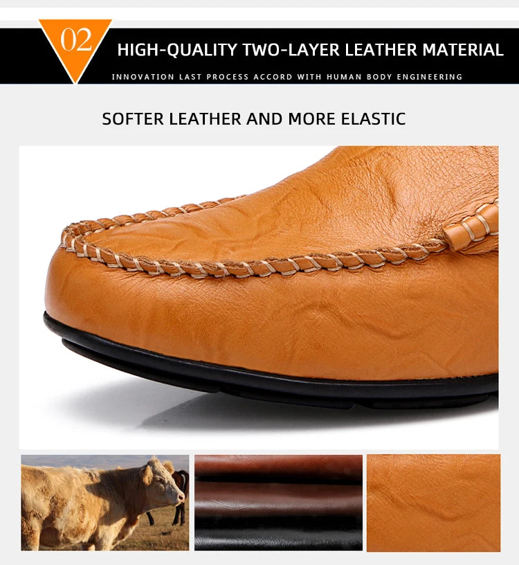 Men Loafers 2020 New Leather Shoes Men Casual Shoes Moccasins Breathable Sneakers Men Driving Shoes Comfort Flats Plus Size 46