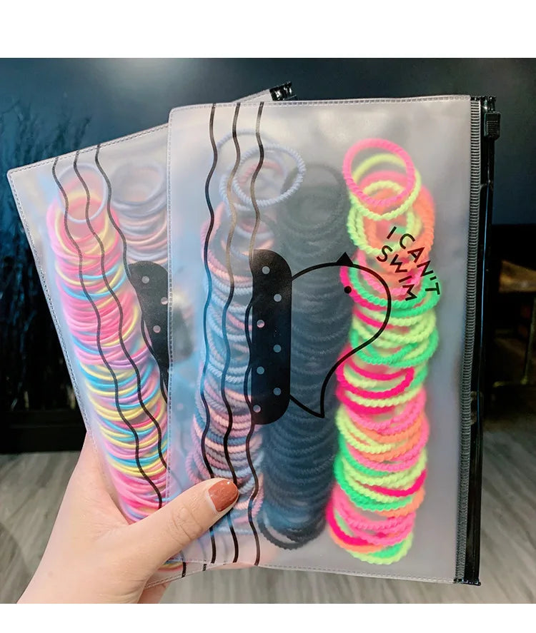 200/500pcs/Bag Girls Cute Colorful Basic Elastic Hair Bands Ponytail Holder Children Scrunchie Rubber Band Kids Hair Accessories