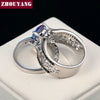 Oval Rainbow Stone Ring Sets For Women Zirconia Wedding Jewlery Silver Color Fashion Jewelry Party Top Quality Wholesale DD046