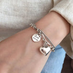 Load image into Gallery viewer, Elegant 925 Sterling Silver Love Letter Heart Double Layer Bracelet Female Unique Design Thai Silver Retro Light Luxury Jewelry
