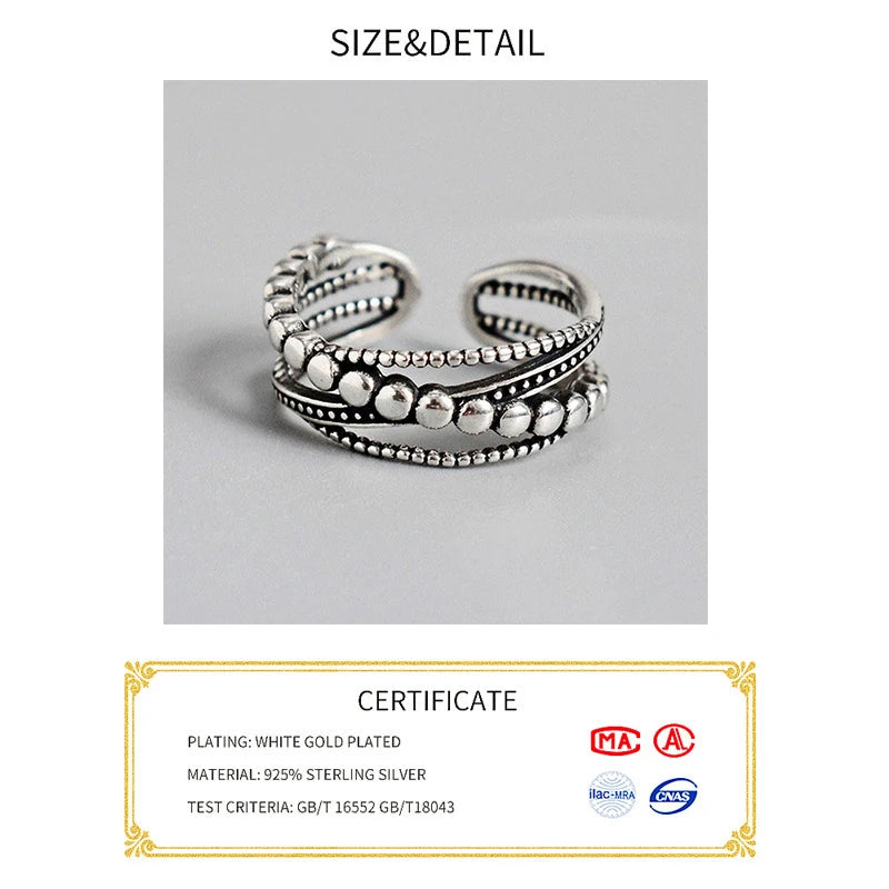 Vintage punk 925 sterling silver rings fashion simple twist weaving multilayer geometric party jewelry gifts for women