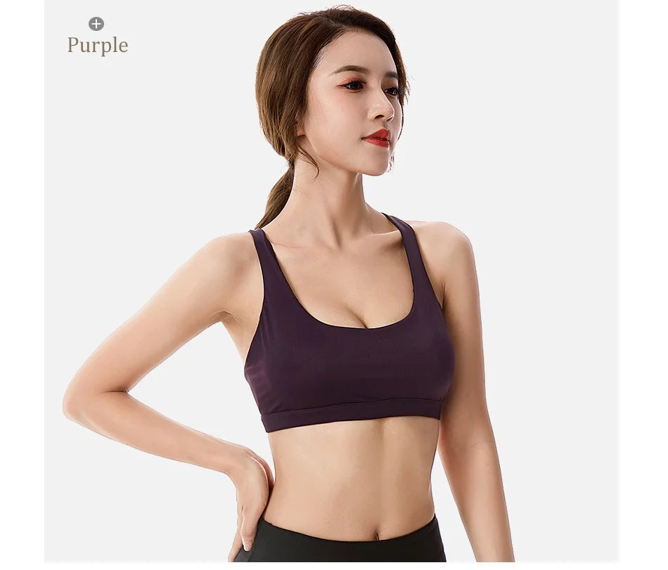 Fitness Sports Bra for Women Push Up Wirefree Padded Crisscross Strappy Running Gym Training Workout Yoga Underwear Crop Tops