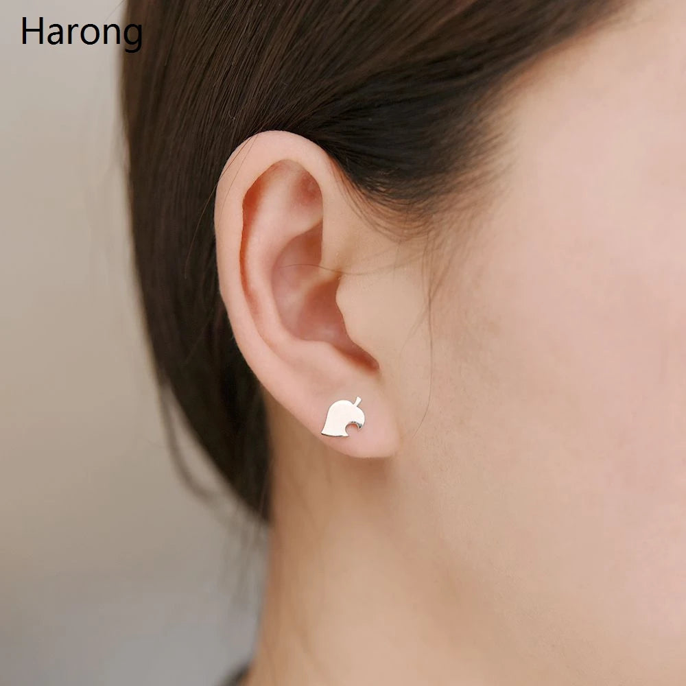 3 / Colors Animal Crossing Copper Quality Earrings Leaves Small Cute Stud Earrings Female Jewelry Wedding Party Accessories