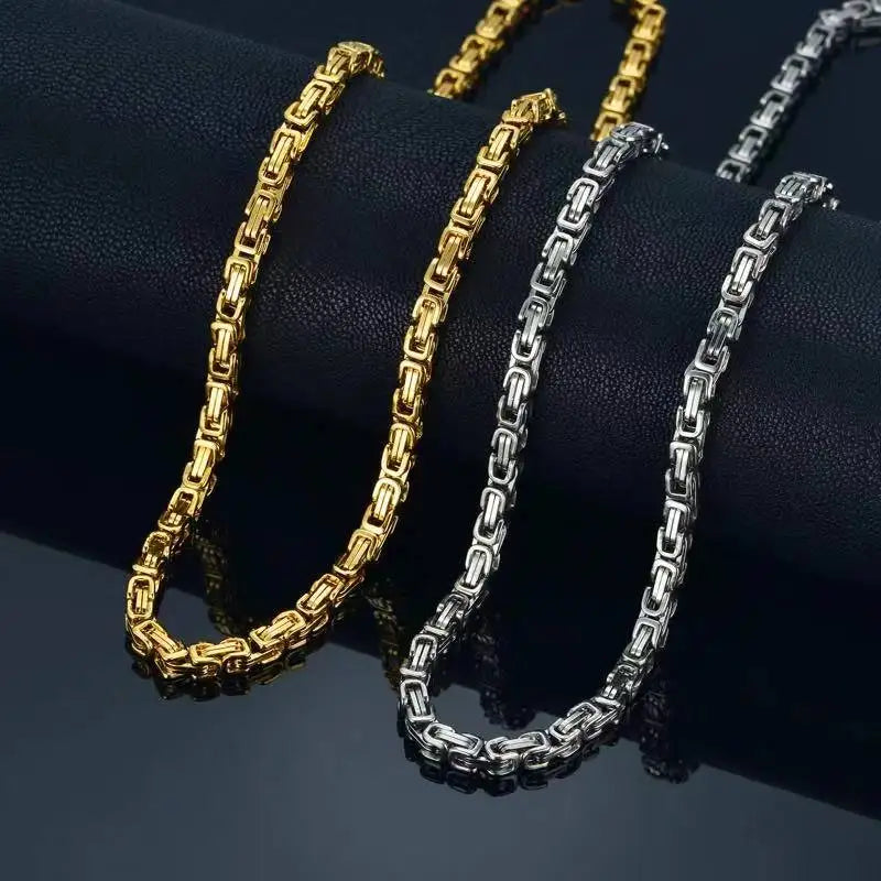 Byzantine Chains Necklaces For Men 304 Stainless Steel  Men's Jewelry Handmade Necklaces Jewelry Gifts 4MM 5MM 6MM 8MM  USENSET