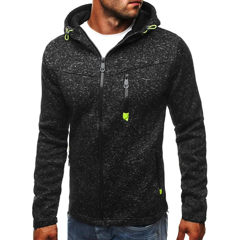 Men's Full Zip Hoodie Solid Color Zipper Hooded Daily Fitness Basic Thin Fleece Hoodies Sweatshirts Long Sleeve Blue Gray Black