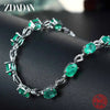 ZDADAN 925 Sterling Silver Emerald Bracelet Chain For Women Fashion Jewelry Accessories