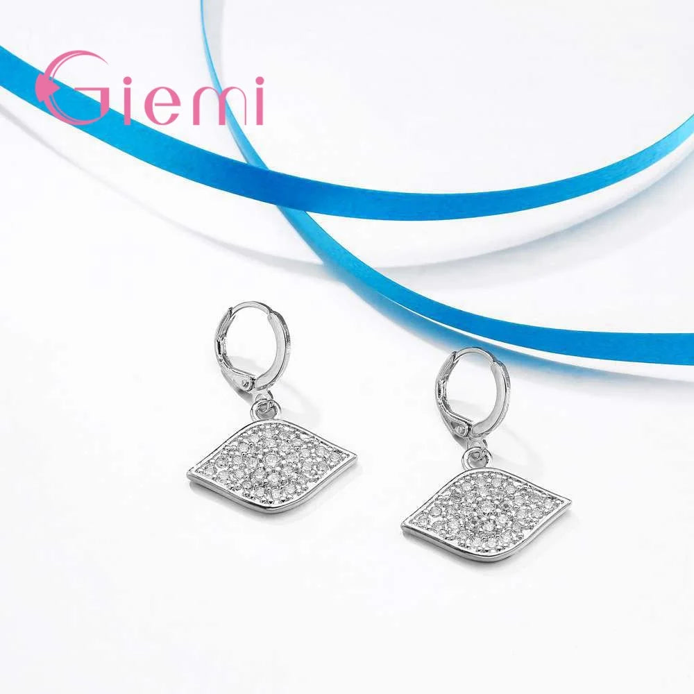 Wedding Bridal Sets 925 Sterling Silver  Jewelry Set For Women Big Stone CZ Cubic Zirconia Necklace/Earring