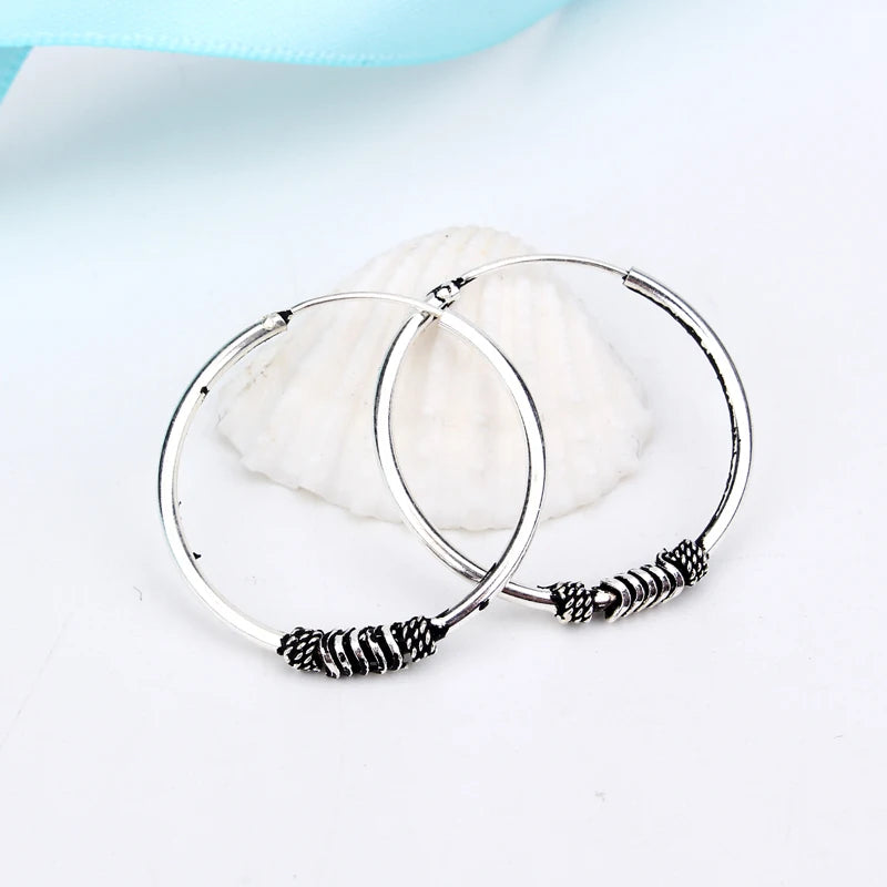 European Vintage Metal Color Hoop Earrings Circle  Handmade Cool 24mm Big Hoop Earring For Women Bijoux Bijoux Fashion Jewelry