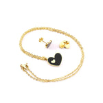 Load image into Gallery viewer, LUXUSTEEL Best Friend Gift Heart White/Black Shell Pendant Necklace Earring Sets Gold Color Choker Collars Collier Female
