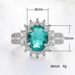 Load image into Gallery viewer, Huitan Romantic Plant Series Wedding Rings Luxury Flower Shaped Vintage Euro Style Engagement Ring With Bright Green Stone
