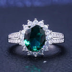Load image into Gallery viewer, Huitan Romantic Plant Series Wedding Rings Luxury Flower Shaped Vintage Euro Style Engagement Ring With Bright Green Stone
