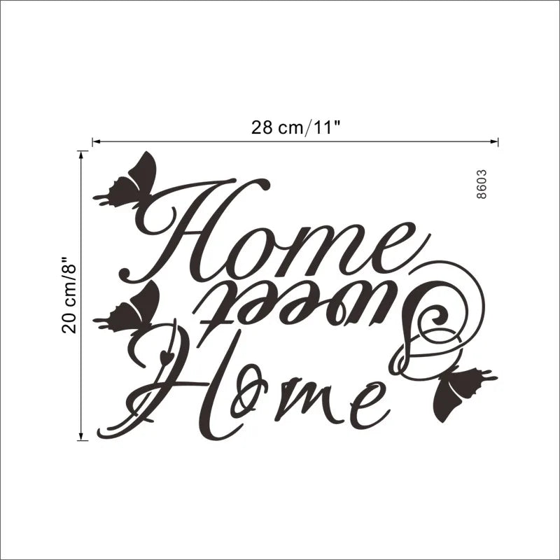 Sweet Home Quotes With Butterfly Pattern Wall Decals For Living Roon Bedroom Home Decoration Vinyl Wall Art Decorative Stickers