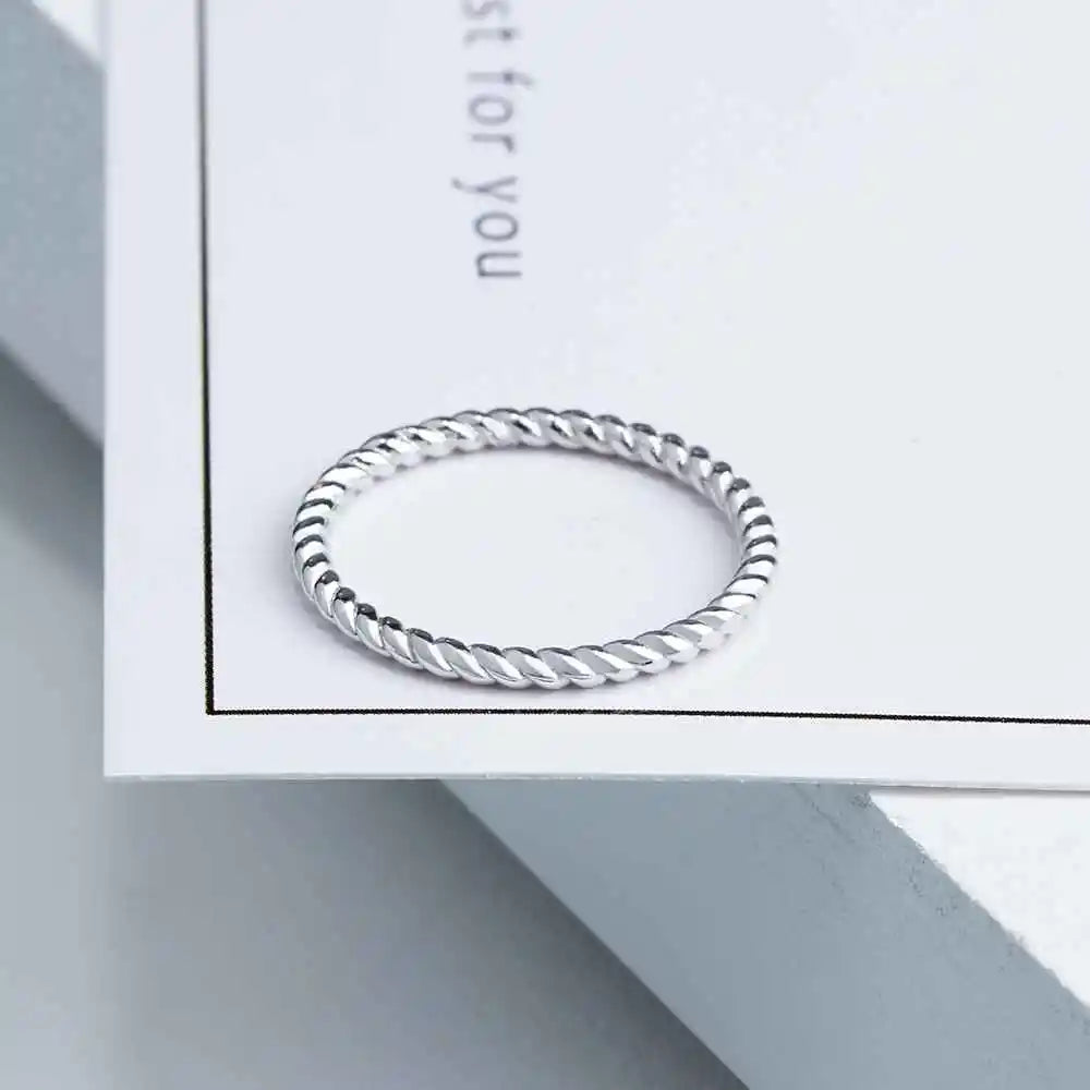 New 925 Sterling Sliver Rings for Women Rope Shape Rings Fashion Silver Jewelry