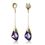 Load image into Gallery viewer, Long Tassel Rhinestone Earrings Crystal Water Drop Ear Clip on Earrings Without Piercing for Women Wedding Clip Earrings
