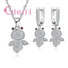 Good Present Real 925 Sterling Silver  Jewelry New Fashion Top Quality Cubic Zircon Pretty Animal Earrings  Necklace Sets