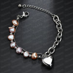 Load image into Gallery viewer, Nextvance Silver Color Heart Pendant Bracelets  Beaded Bracelet For Valentines Day Gift Adjust Length Jewlery
