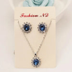 Load image into Gallery viewer, set The New High-grade Navy Blue Suit, Blue Royal Princess Same Paragraph Imitation Gemstones Necklace Set Wholesale
