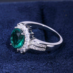 Load image into Gallery viewer, Huitan Romantic Plant Series Wedding Rings Luxury Flower Shaped Vintage Euro Style Engagement Ring With Bright Green Stone
