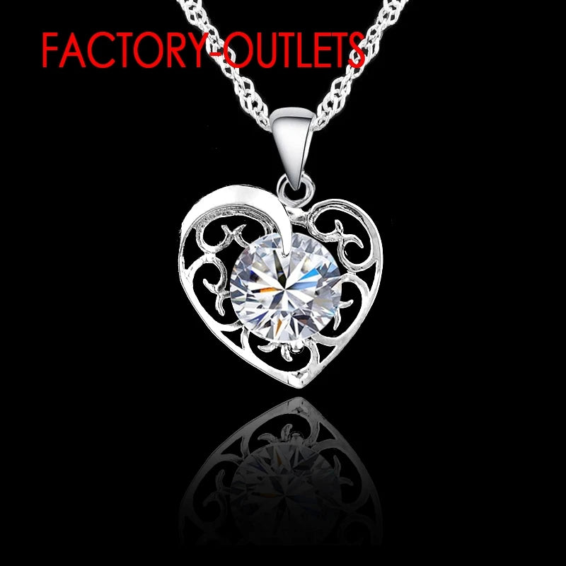 Fashion Jewelry Set 925 Sterling Silver Needle CZ Crystal Heart Design Female Party Engagement  Wholesale All Compatible