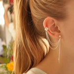 Load image into Gallery viewer, Personality Leaf Tassel Clip Earrings for Women Ear Cuff Bijoux Gold Silver Color Punk Earrings Pendientes Jewelry Gift EB667
