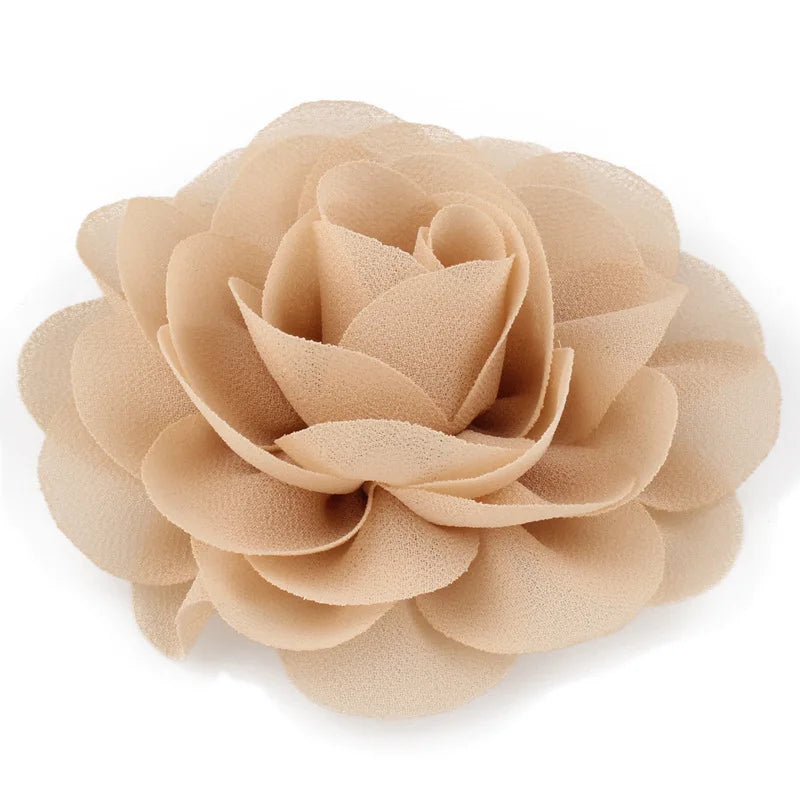 8.5cm Newborn Chiffon Petals Poppy Flower Hair Clips Rolled Rose Fabric Hair Flowers For Kids Girls Hair Accessories