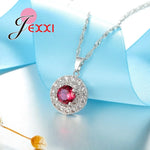 Load image into Gallery viewer, FashionJewelry Set Charm Christmas Birthday Gift Red Round CZ Design Beautiful Necklace/Pendant/Earrings/Ring

