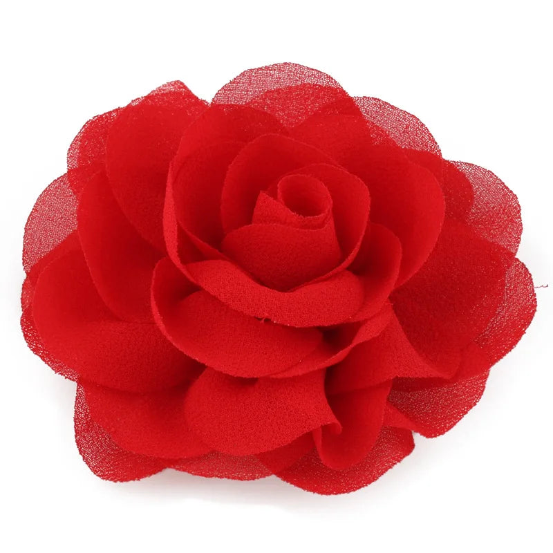 8.5cm Newborn Chiffon Petals Poppy Flower Hair Clips Rolled Rose Fabric Hair Flowers For Kids Girls Hair Accessories