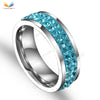 QianBei Two Rows Design Women Fashion Wedding Stainless Steel Rings For Engagement Jewelry Hot