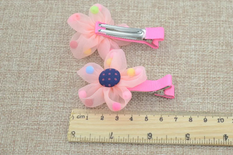 2PCS/lot Hot Sale Children New Hair Clips Cute  Flowers Safety Barrettes BB Clip Little Girls Gifts Kids Hair Accessories