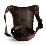 Load image into Gallery viewer, Crazy Horse Leather men Multi-function Design Small Messenger Bag Fashion Travel Belt Waist Pack Drop Leg Bag Pouch Male 211-4-d
