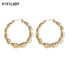 VIVILADY Hot Larger Bamboo Hoop Earrings Women Basketball Wives Summer Spring Autumn Fashion Jewelry Girl Bijoux Accessory Gifts