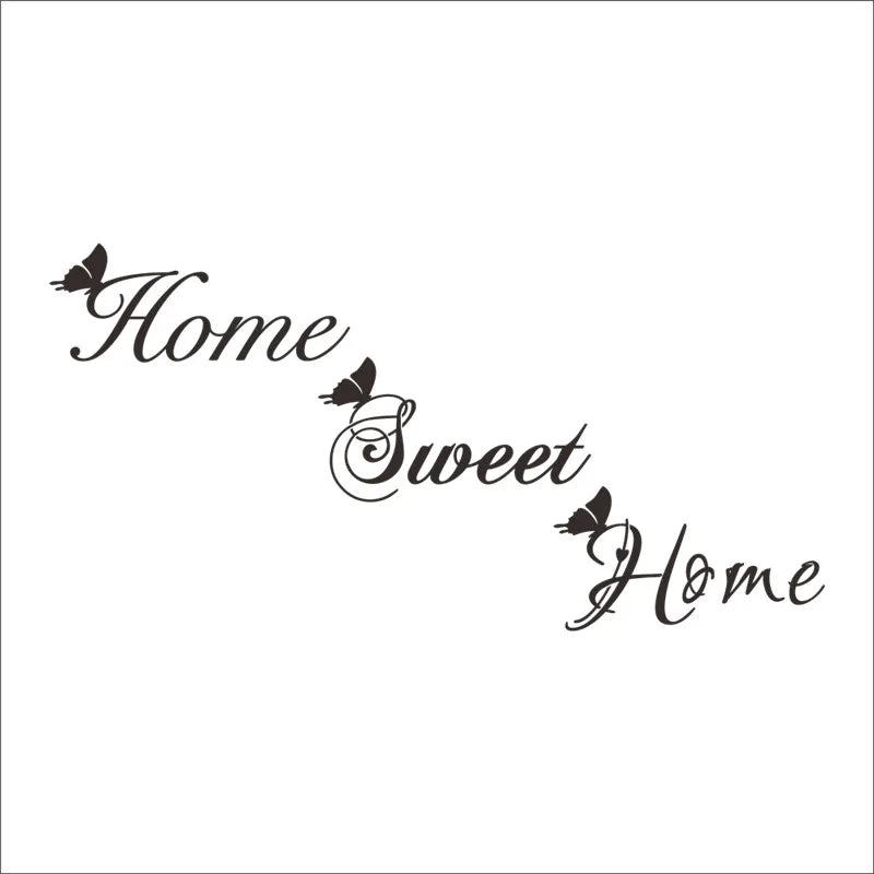 Sweet Home Quotes With Butterfly Pattern Wall Decals For Living Roon Bedroom Home Decoration Vinyl Wall Art Decorative Stickers