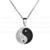 UZone Stainless Steel Zircon Yin Yang Tai Chi Pendant Necklace Zircon Coin Symbol Necklace for Women best friends Jewelry Gift