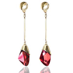 Load image into Gallery viewer, Long Tassel Rhinestone Earrings Crystal Water Drop Ear Clip on Earrings Without Piercing for Women Wedding Clip Earrings
