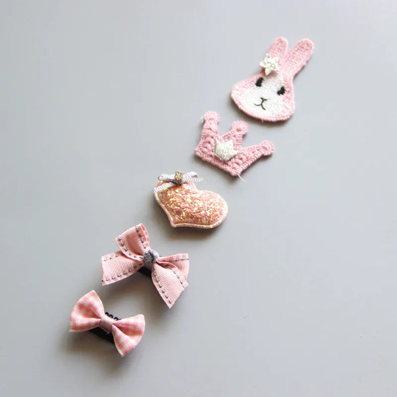 5Pcs/Set Baby Hair Clip Set Baby Headband Accessories Cross Kid Hairclip Cartoon Girl Hair Clip Baby Barrettes Hair Accessories
