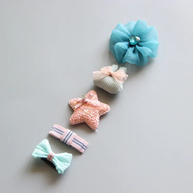 5Pcs/Set Baby Hair Clip Set Baby Headband Accessories Cross Kid Hairclip Cartoon Girl Hair Clip Baby Barrettes Hair Accessories