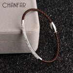 Load image into Gallery viewer, Chanfar Genuine Leather Bracelet For Women Rhinestone Pave Stainless Steel Magnetic Clasp Wrap Women Bracelet Simple Jewelry
