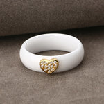Load image into Gallery viewer, Love Heart  Yellow Silver Color Crystal Finger Rings For Women CZ Original Lovely Heart Ceramic Rings Wedding Party Jewlery
