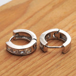 Load image into Gallery viewer, New Stainless Steel Hoops Earrings for Men Silver Color Crystal Earring Man Punk Style Cubic Zirconia Jewelry Male Accessories
