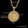 Rhinestones Praying hands pendant necklace Gold color Stainless steel round Praying hands medal necklace jewlery BLKN0798