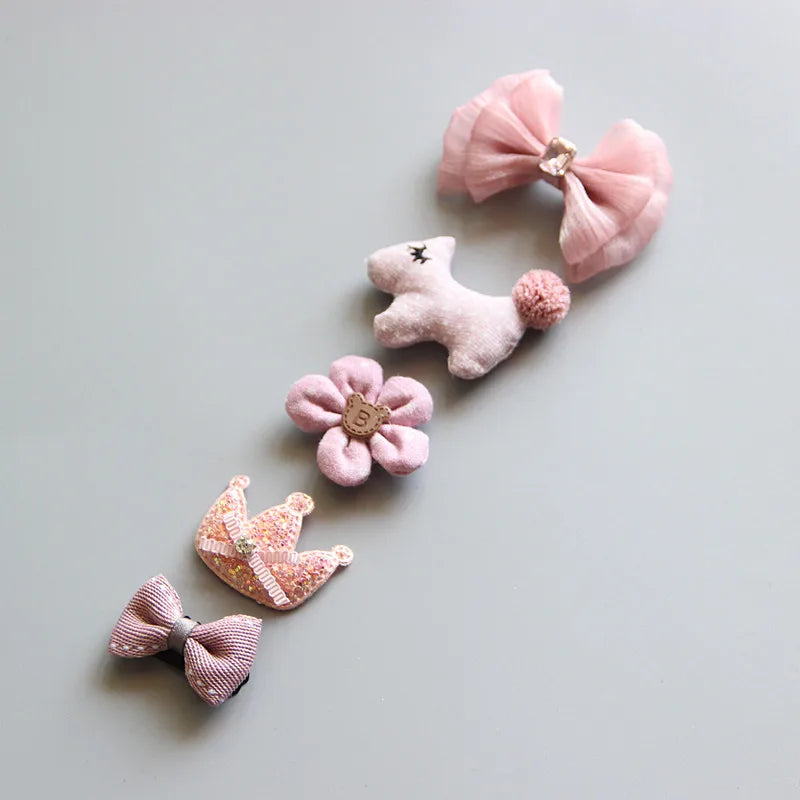 5Pcs/Set Baby Hair Clip Set Baby Headband Accessories Cross Kid Hairclip Cartoon Girl Hair Clip Baby Barrettes Hair Accessories